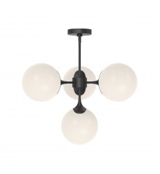 CH505426MBOP-Nouveau 26-in Matte Black/Opal Matte Glass 4 Lights Chandeliers  CH505426MBOP-Nouveau 26-in Matte Black/Opal Matte Glass 4 Lights Chandeliers