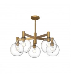 CH506129AGCL-Castilla 29-in Aged Gold/Clear Glass 5 Lights Chandeliers  CH506129AGCL-Castilla 29-in Aged Gold/Clear Glass 5 Lights Chandeliers