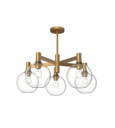 CH506129AGCL-Castilla 29-in Aged Gold/Clear Glass 5 Lights Chandeliers  CH506129AGCL-Castilla 29-in Aged Gold/Clear Glass 5 Lights Chandeliers