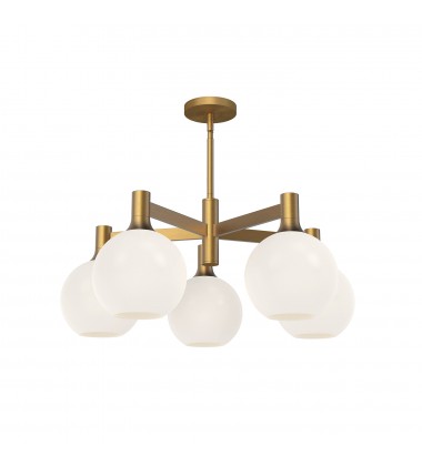 CH506129AGOP-Castilla 29-in Aged Gold/Opal Matte Glass 5 Lights Chandeliers  CH506129AGOP-Castilla 29-in Aged Gold/Opal Matte Glass 5 Lights Chandeliers