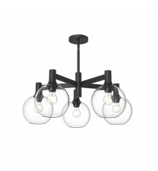 CH506129MBCL-Castilla 29-in Clear Glass/Matte Black 5 Lights Chandeliers  CH506129MBCL-Castilla 29-in Clear Glass/Matte Black 5 Lights Chandeliers