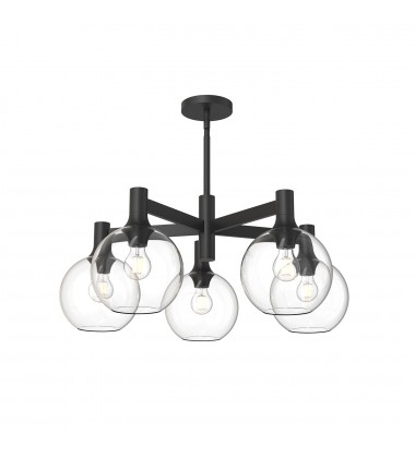 CH506129MBCL-Castilla 29-in Clear Glass/Matte Black 5 Lights Chandeliers  CH506129MBCL-Castilla 29-in Clear Glass/Matte Black 5 Lights Chandeliers