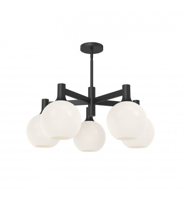 CH506129MBOP-Castilla 29-in Matte Black/Opal Matte Glass 5 Lights Chandeliers  CH506129MBOP-Castilla 29-in Matte Black/Opal Matte Glass 5 Lights Chandeliers