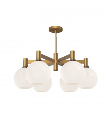 CH506230AGOP-Castilla 29-in Aged Gold/Opal Matte Glass 6 Lights Chandeliers  CH506230AGOP-Castilla 29-in Aged Gold/Opal Matte Glass 6 Lights Chandeliers