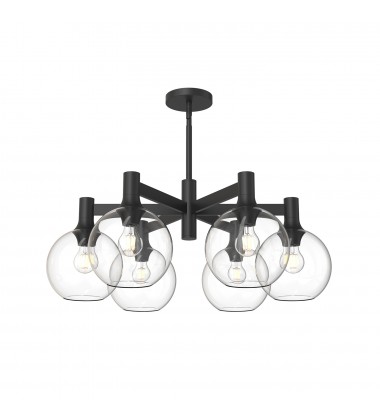 CH506230MBCL-Castilla 29-in Clear Glass/Matte Black 6 Lights Chandeliers  CH506230MBCL-Castilla 29-in Clear Glass/Matte Black 6 Lights Chandeliers
