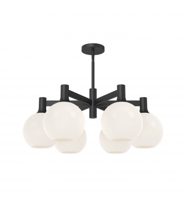 CH506230MBOP-Castilla 29-in Matte Black/Opal Matte Glass 6 Lights Chandeliers  CH506230MBOP-Castilla 29-in Matte Black/Opal Matte Glass 6 Lights Chandeliers