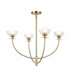 CH515226BGCL-Sylvia 26-in Brushed Gold/Clear Glass 4 Lights Chandelier  CH515226BGCL-Sylvia 26-in Brushed Gold/Clear Glass 4 Lights Chandelier