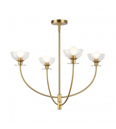 CH515226BGCL-Sylvia 26-in Brushed Gold/Clear Glass 4 Lights Chandelier  CH515226BGCL-Sylvia 26-in Brushed Gold/Clear Glass 4 Lights Chandelier