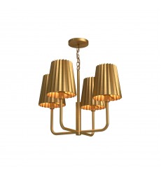  CH528423AG-Plisse 23-in Aged Gold 4 Lights Chandeliers