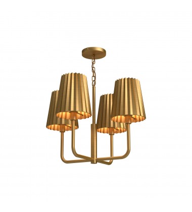  CH528423AG-Plisse 23-in Aged Gold 4 Lights Chandeliers