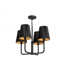  CH528423MB-Plisse 23-in Matte Black 4 Lights Chandeliers