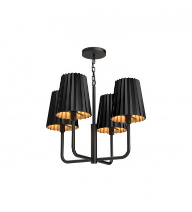  CH528423MB-Plisse 23-in Matte Black 4 Lights Chandeliers