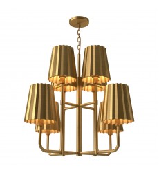  CH528830AG-Plisse 30-in Aged Gold 8 Lights Chandeliers