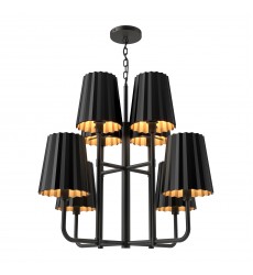  CH528830MB-Plisse 30-in Matte Black 8 Lights Chandeliers