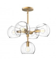 CH548518BGCL-Willow 18-in Brushed Gold/Clear Glass 5 Lights Chandeliers  CH548518BGCL-Willow 18-in Brushed Gold/Clear Glass 5 Lights Chandeliers