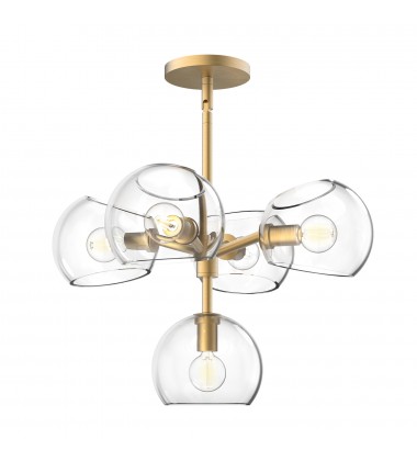 CH548518BGCL-Willow 18-in Brushed Gold/Clear Glass 5 Lights Chandeliers  CH548518BGCL-Willow 18-in Brushed Gold/Clear Glass 5 Lights Chandeliers