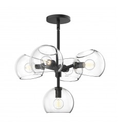 CH548518MBCL-Willow 18-in Clear Glass/Matte Black 5 Lights Chandeliers  CH548518MBCL-Willow 18-in Clear Glass/Matte Black 5 Lights Chandeliers