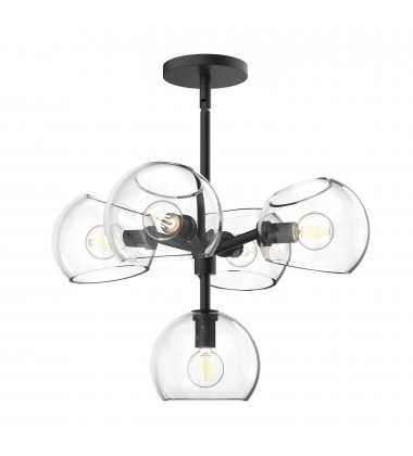  CH548518MBCL-Willow 18-in Clear Glass/Matte Black 5 Lights Chandeliers