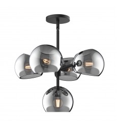 CH548518MBSM-Willow 18-in Matte Black/Smoked Solid Glass 5 Lights Chandeliers  CH548518MBSM-Willow 18-in Matte Black/Smoked Solid Glass 5 Lights Chandeliers
