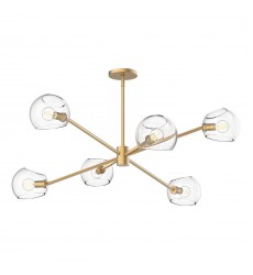 CH548637BGCL-Willow 37-in Brushed Gold/Clear Glass 6 Lights Chandeliers  CH548637BGCL-Willow 37-in Brushed Gold/Clear Glass 6 Lights Chandeliers