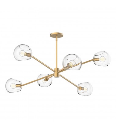  CH548637BGCL-Willow 37-in Brushed Gold/Clear Glass 6 Lights Chandeliers