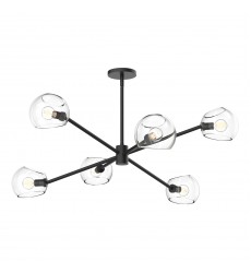 CH548637MBCL-Willow 37-in Clear Glass/Matte Black 6 Lights Chandeliers  CH548637MBCL-Willow 37-in Clear Glass/Matte Black 6 Lights Chandeliers
