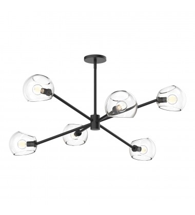 CH548637MBCL-Willow 37-in Clear Glass/Matte Black 6 Lights Chandeliers  CH548637MBCL-Willow 37-in Clear Glass/Matte Black 6 Lights Chandeliers