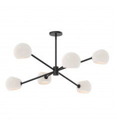 CH548637MBOP-Willow 37-in Matte Black/Opal Matte Glass 6 Lights Chandeliers  CH548637MBOP-Willow 37-in Matte Black/Opal Matte Glass 6 Lights Chandeliers