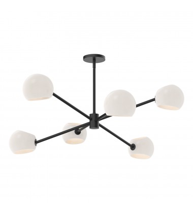  CH548637MBOP-Willow 37-in Matte Black/Opal Matte Glass 6 Lights Chandeliers