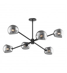 CH548637MBSM-Willow 37-in Matte Black/Smoked Solid Glass 6 Lights Chandeliers  CH548637MBSM-Willow 37-in Matte Black/Smoked Solid Glass 6 Lights Chandeliers