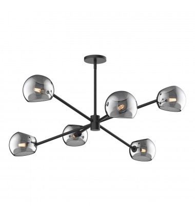 CH548637MBSM-Willow 37-in Matte Black/Smoked Solid Glass 6 Lights Chandeliers  CH548637MBSM-Willow 37-in Matte Black/Smoked Solid Glass 6 Lights Chandeliers