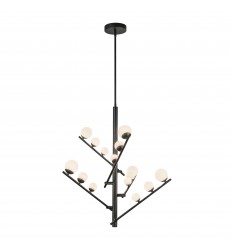  CH55530-BK/OP-Juniper 5 Head Black/Opal Glass LED Chandelier