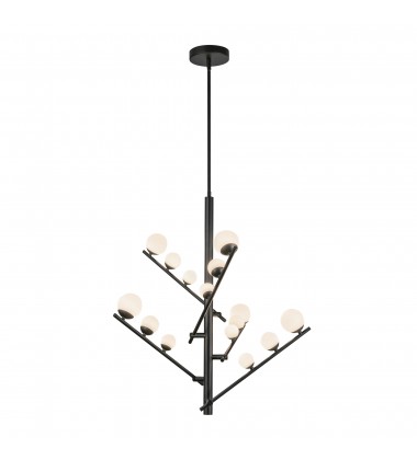  CH55530-BK/OP-Juniper 5 Head Black/Opal Glass LED Chandelier