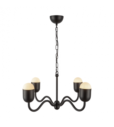 CH558427MBOP-Effie 27-in Matte Black/Opal Glass Socket Chandelier CH558427MBOP-Effie 27-in Matte Black/Opal Glass Socket Chandelier