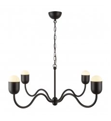 CH558439MBOP-Effie 39-in Matte Black/Opal Glass Socket Chandelier CH558439MBOP-Effie 39-in Matte Black/Opal Glass Socket Chandelier