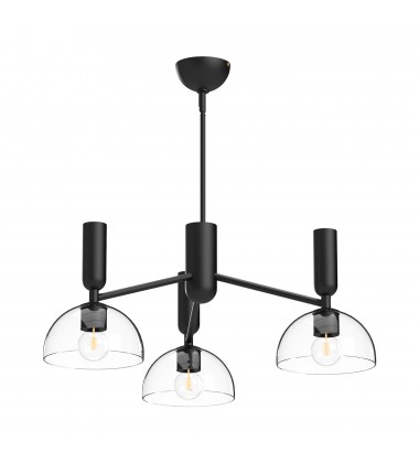  CH563335MBCL-Jude 38-in Clear Glass/Matte Black 3 Lights Chandeliers