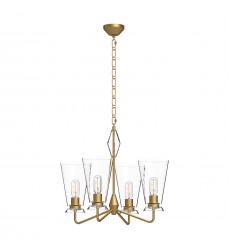  CH570423BGCL-Salem 23-in Brushed Gold/Clear Glass 4 Lights Chandeliers