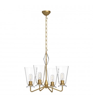  CH570423BGCL-Salem 23-in Brushed Gold/Clear Glass 4 Lights Chandeliers