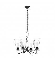  CH570423MBCL-Salem 23-in Clear Glass/Matte Black 4 Lights Chandeliers