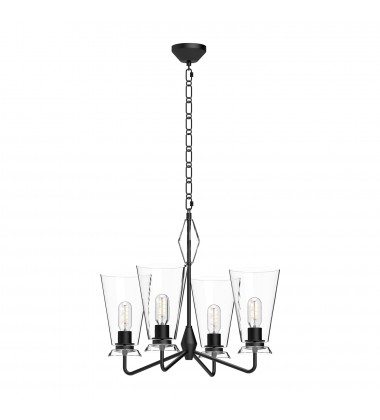  CH570423MBCL-Salem 23-in Clear Glass/Matte Black 4 Lights Chandeliers
