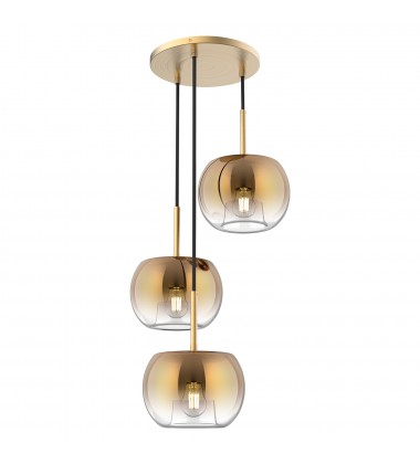  CH57514-BG/CP-Samar 14-in Brushed Gold/Copper 3 Lights Chandeliers