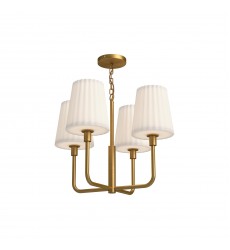  CH628423AGOP-Plisse 23-in Aged Gold/Opal Matte Glass 4 Lights Chandeliers