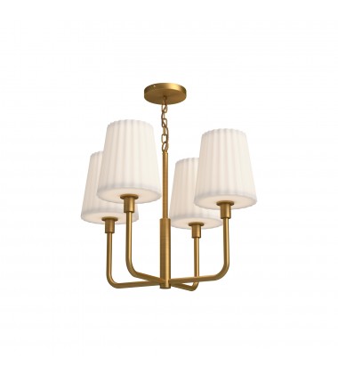  CH628423AGOP-Plisse 23-in Aged Gold/Opal Matte Glass 4 Lights Chandeliers