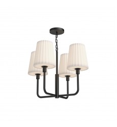  CH628423MBOP-Plisse 23-in Matte Black/Opal Matte Glass 4 Lights Chandeliers