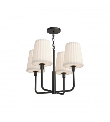  CH628423MBOP-Plisse 23-in Matte Black/Opal Matte Glass 4 Lights Chandeliers