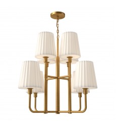  CH628830AGOP-Plisse 30-in Aged Gold/Opal Matte Glass 8 Lights Chandeliers