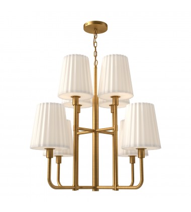  CH628830AGOP-Plisse 30-in Aged Gold/Opal Matte Glass 8 Lights Chandeliers