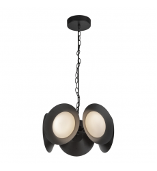CH77916-BK/OP-UNV-Cleo 16-in Black/Opal Glass LED Chandelier