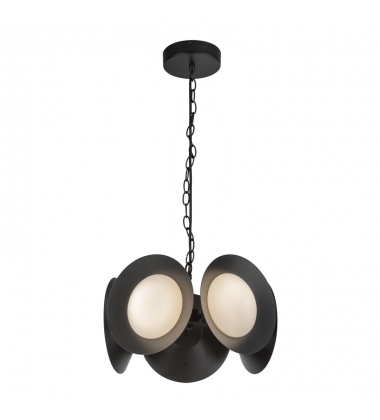 CH77916-BK/OP-UNV-Cleo 16-in Black/Opal Glass LED Chandelier CH77916-BK/OP-UNV-Cleo 16-in Black/Opal Glass LED Chandelier