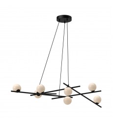  CH89854-BK/GO-Amara 54-in Black/Glossy Opal Glass LED Chandeliers